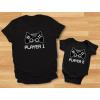 imageGamer Dad and Baby Matching Outfits Gifts for New Dads Player 1 ampamp Player 2 Funny Fathers Day Daddy and Me OutfitsDad Black  Baby Black
