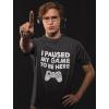 imageI Paused My Game to Be Here Shirt Gifts for Him Gaming Apparel Shirts for MenGame Remote Blue