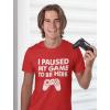 imageI Paused My Game to Be Here Shirt Gifts for Him Gaming Apparel Shirts for MenGame Remote Red