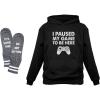 imageI Paused My Game to be Here Gamer Hoodie for Men Gifts for Gamers Funny Mens Gaming HoodiesHoodie  Socks