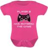 imagePlayer 2 Has Entered The Game Baby Announcement Gifts Gamer Infant BodysuitWow Pink