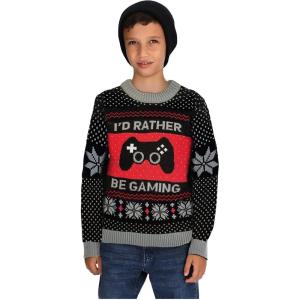 imageGamer Ugly Christmas Sweater Kids Gifts for Gamers I Paused My Game to Be Here Youth Holiday Xmas SweatersRed