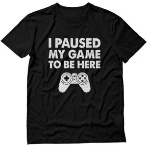 imageI Paused My Game to Be Here Shirt Gifts for Him Gaming Apparel Shirts for MenGame Remote Black