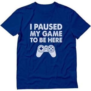 imageI Paused My Game to Be Here Shirt Gifts for Him Gaming Apparel Shirts for MenGame Remote Blue