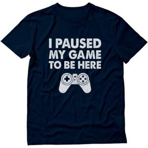 imageI Paused My Game to Be Here Shirt Gifts for Him Gaming Apparel Shirts for MenGame Remote Navy