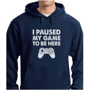 imageI Paused My Game to be Here Gamer Hoodie for Men Gifts for Gamers Funny Mens Gaming HoodiesAdult  Blue