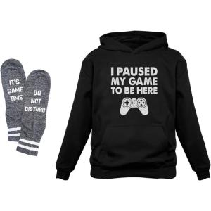 imageI Paused My Game to be Here Gamer Hoodie for Men Gifts for Gamers Funny Mens Gaming HoodiesHoodie  Socks