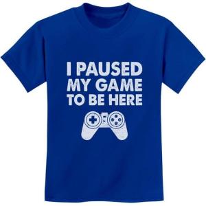 imageKids Gamer Shirt I Paused My Game to Be Here Gifts for Gamers Boys Youth Gaming ShirtsBlue