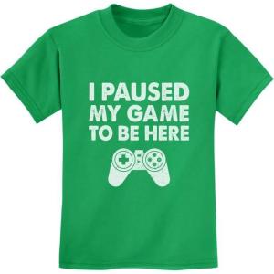 imageKids Gamer Shirt I Paused My Game to Be Here Gifts for Gamers Boys Youth Gaming ShirtsGreen