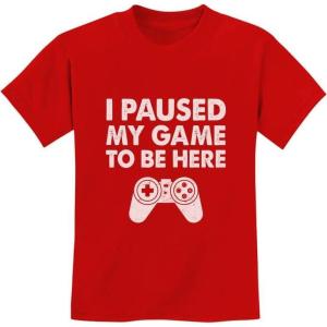 imageKids Gamer Shirt I Paused My Game to Be Here Gifts for Gamers Boys Youth Gaming ShirtsRed
