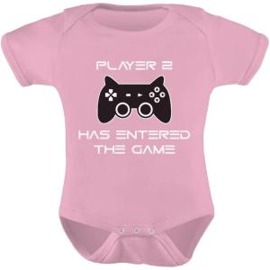 imagePlayer 2 Has Entered The Game Baby Announcement Gifts Gamer Infant BodysuitPink