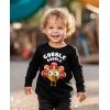 imageGobble Gobble Girls Boys Thanksgiving Shirt Funny Pilgrim Turkey Day Toddler Kids Long Sleeve TShirtBlack