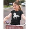 imageHorse Shirt for Girls Horseback Riding Equestrian Horseshoe Print Kids Girls Fitted TShirtBlack