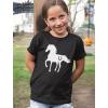 imageHorse Shirt for Girls Horseback Riding Equestrian Horseshoe Print Kids Girls Fitted TShirtBlack