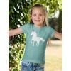 imageHorse Shirt for Girls Horseback Riding Equestrian Horseshoe Print Kids Girls Fitted TShirtChill Blue