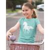 imageHorse Shirt for Girls Horseback Riding Equestrian Horseshoe Print Kids Girls Fitted TShirtChill Blue