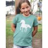 imageHorse Shirt for Girls Horseback Riding Equestrian Horseshoe Print Kids Girls Fitted TShirtChill Blue