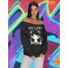imageOff The Shoulder Sweatshirt for Women Teens Sweatshirts Long Sleeve Tops GirlBlack