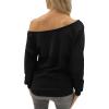 imageOff The Shoulder Sweatshirt for Women Teens Sweatshirts Long Sleeve Tops GirlBlack