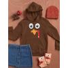 imageSilly Turkey Face Pilgrim Pullover Hoodie Funny Thanksgiving Sweatshirt Hoodies for Women Teen GirlsBrown