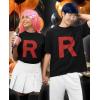 imageTeam Rocket Mens Shirt R Print Anime Theme Halloween Costume TShirt for MenBlack