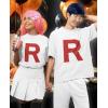 imageTeam Rocket Mens Shirt R Print Anime Theme Halloween Costume TShirt for MenWhite