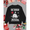 imageTstars Jesus Birthday Funny Holiday Xmas Long Sleeve Sweatshirt for Men Women Ugly Christmas Sweater StyleBlack
