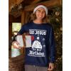 imageTstars Jesus Birthday Funny Holiday Xmas Long Sleeve Sweatshirt for Men Women Ugly Christmas Sweater StyleNavy