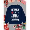 imageTstars Jesus Birthday Funny Holiday Xmas Long Sleeve Sweatshirt for Men Women Ugly Christmas Sweater StyleNavy