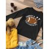 imageTurkey ampamp Touchdowns Football Gameday Shirt Girls Boys Thanksgiving Youth Kids Long Sleeve TShirtBlack