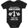 image1st Birthday Outfit Boy Girl This is What an Awesome 1 Year Old Looks Like First Bday Baby BodysuitBlack