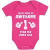 image1st Birthday Outfit Boy Girl This is What an Awesome 1 Year Old Looks Like First Bday Baby BodysuitWow Pink