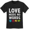imageAutism Awareness Shirt Kids Love Needs No Words Youth Kids TShirtBlack