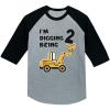 imageConstruction Bulldozer Im Digging Being 2 34 Sleeve Baseball Jersey Toddler Kids TShirt34 Sleeve  Dark Gray