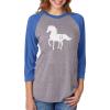 imageGift for Horse Lover  Love Horses 34 Women Sleeve Baseball Jersey ShirtBlueGray