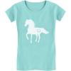 imageHorse Shirt for Girls Horseback Riding Equestrian Horseshoe Print Kids Girls Fitted TShirtChill Blue