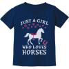 imageJust A Girl Who Loves Horses Gifts for Girls Kids Horseback Riding Horse ShirtNavy