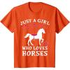 imageKids Just A Girl Who Loves Horses Gifts for Kids Horseback Riding TShirtOrange