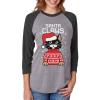 imageSanta Claws Cat Ugly Christmas Sweater 34 Women Sleeve Baseball Jersey ShirtBlackGray