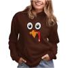 imageSilly Turkey Face Pilgrim Pullover Hoodie Funny Thanksgiving Sweatshirt Hoodies for Women Teen GirlsBrown
