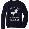 imageTstars  A Girl Who Loves Horses Horse Lover Gift Women SweatshirtNavy