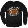 imageTurkey ampamp Touchdowns Football Gameday Shirt Girls Boys Thanksgiving Youth Kids Long Sleeve TShirtBlack