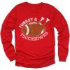 imageTurkey ampamp Touchdowns Football Gameday Shirt Girls Boys Thanksgiving Youth Kids Long Sleeve TShirtRed
