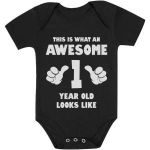 image1st Birthday Outfit Boy Girl This is What an Awesome 1 Year Old Looks Like First Bday Baby BodysuitBlack