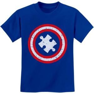 imageAutism Awareness Kids Shirt Puzzle Superhero Captain Autism Kids TShirtBlue
