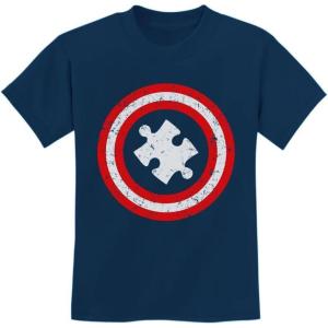 imageAutism Awareness Kids Shirt Puzzle Superhero Captain Autism Kids TShirtNavy