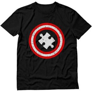 imageAutism Awareness Puzzle Superhero Shield Shirt Captain Autism TShirtBlack