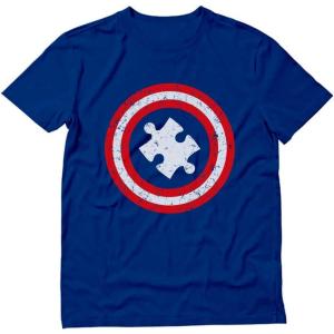 imageAutism Awareness Puzzle Superhero Shield Shirt Captain Autism TShirtBlue