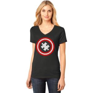 imageAutism Awareness Shirt  Captain Autism Womens Fitted VNeck TShirtBlack