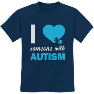 imageAutism Awareness Shirt I Love Someone with Autism Kids TShirtNavy